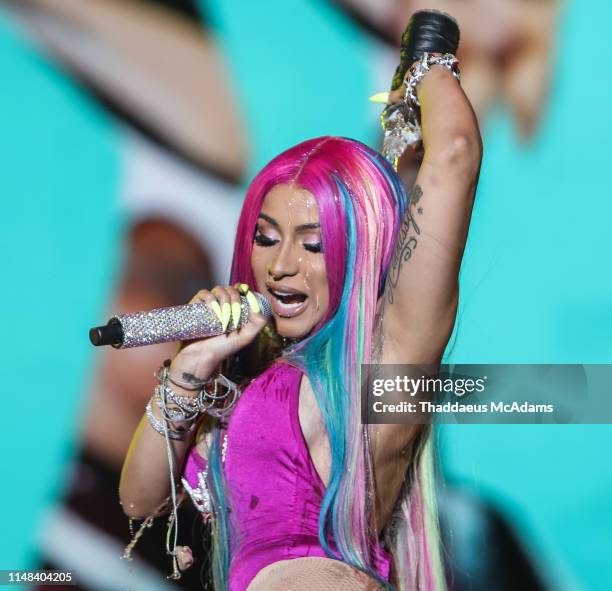 Cardi B performs at Rolling Loud Miami 2019 at Miami Gardens on May 11, 2019 in Fort Lauderdale, Florida.