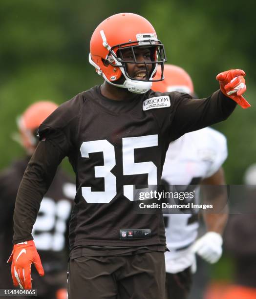 Safety Jermaine Whitehead of the Cleveland Browns on the field during a mandatory mini camp practice on June 4, 2019 at the Cleveland Browns training...