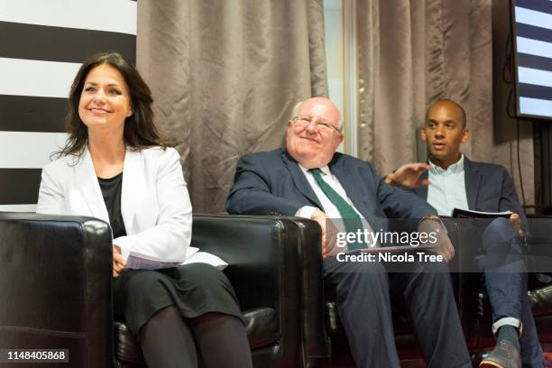 Heidi Allen , Mike Gapes and Chuka Umunna at Change UK, The Independent Group's West Midlands election rally on May 10, 2019 in Birmingham, United...