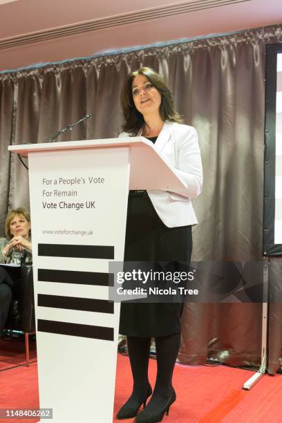 Heidi Allen Interim leader speaking at Change UK, The Independent Group's West Midlands election rally on May 10, 2019 in Birmingham, United Kingdom.