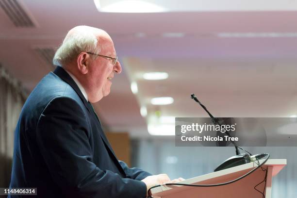 Mike Gapes MP speaking at Change UK, The Independent Group's West Midlands election rally on May 10, 2019 in Birmingham, United Kingdom.