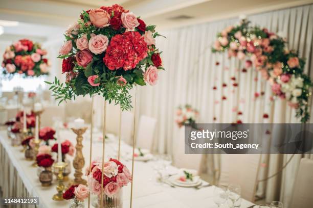 wedding decoration - flower decoration stock pictures, royalty-free photos & images