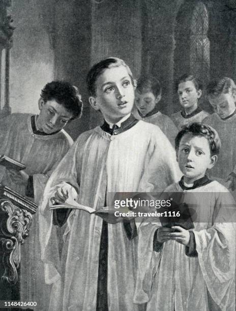 choir boys - altar boy stock illustrations