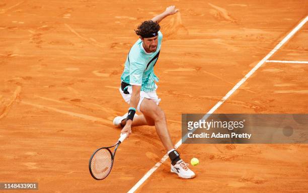 Robin Haase of the Netherlandshits a forehand during his match against Daniel Evans of Great Britain during mens qualifying at Foro Italico on May...