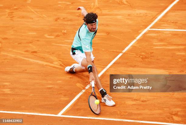 Robin Haase of the Netherlandshits a forehand during his match against Daniel Evans of Great Britain during mens qualifying at Foro Italico on May...