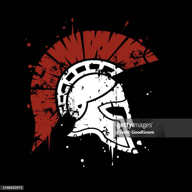 spartan helmet grunge - gladiator stock illustrations