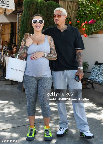 Amber Rose and her boyfriend, Alexander Edwards are seen on June 06, 2019 in Los Angeles, California.