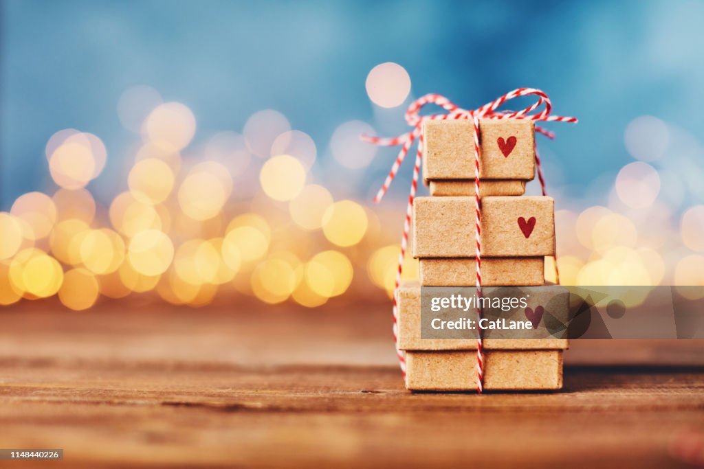 Valentine's Day background with gift stack