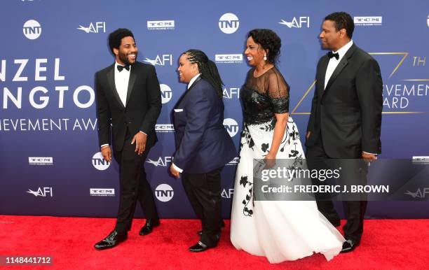 Malcolm Washington, Katia Washington, Pauletta Washington, and US actor Denzel Washington arrive for the 47th American Film Institute Life...