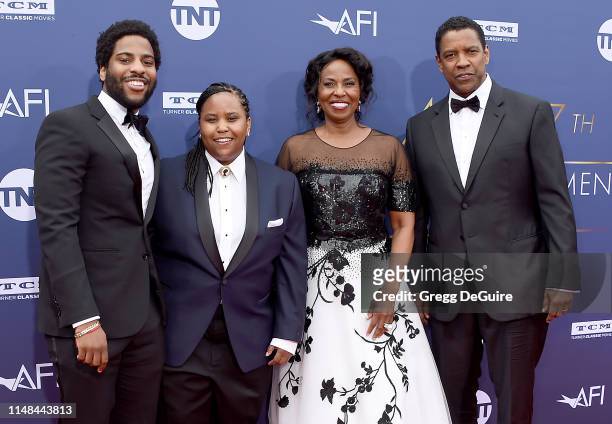 Malcolm Washington, Katia Washington, Pauletta Washington, and Denzel Washington attend the American Film Institute's 47th Life Achievement Award...