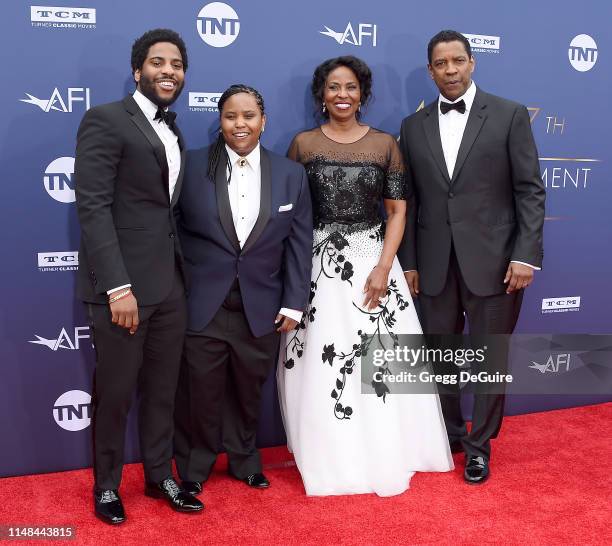 Malcolm Washington, Katia Washington, Pauletta Washington, and Denzel Washington attend the American Film Institute's 47th Life Achievement Award...