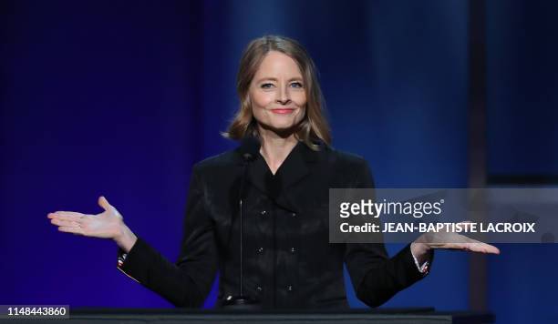 Actress Jodie Foster speaks on stage during the 47th American Film Institute Life Achievement Award Gala at the Dolby theatre in Hollywood on June 6,...
