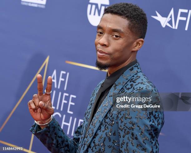 Chadwick Boseman attends the American Film Institute's 47th Life Achievement Award Gala Tribute To Denzel Washington at Dolby Theatre on June 6, 2019...