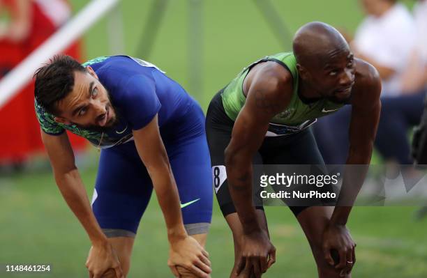 Adam Kszczot and Nigel Amos after competing in 800m Men during the IAAF Diamond League Golden Gala at the Olimpico Stadium in Rome, Italy on June 6,...