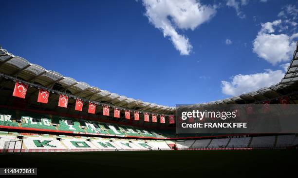 General view of the Buyuksehir Belediyesi stadium in Konya on June 7, 2019 on the eve of the Euro 2020 football qualification match between Turkey...