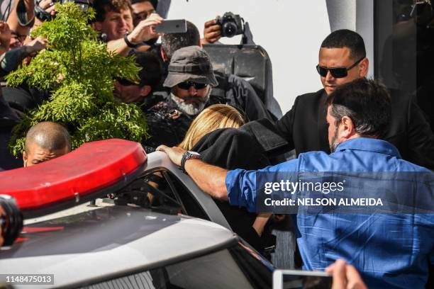 Najila Trindade Mendes de Souza arrives at the Women's Defense Precinct in Sao Paulo, Brazil on June 7, 2019. Trindade Mendes de Souza appeared...