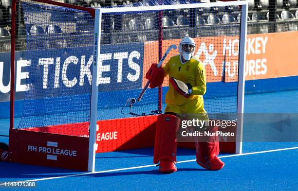 George Pinner of Great Britain during FIH Pro League between Great Britain and Germany at Lee Valley Hockey and Tennis Centre on 06 June 2019 in...