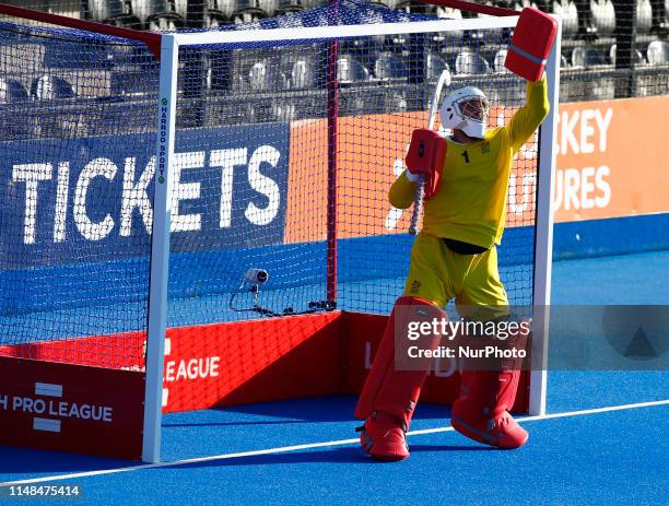 George Pinner of Great Britain during FIH Pro League between Great Britain and Germany at Lee Valley Hockey and Tennis Centre on 06 June 2019 in...