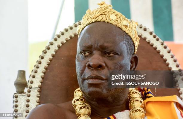 Amon N'Douffou V, king of Sanwi in southeastern Ivory Coast, attends an event on May 30, 2019. - King Amon N'Douffo V has pledged on April 16 to make...