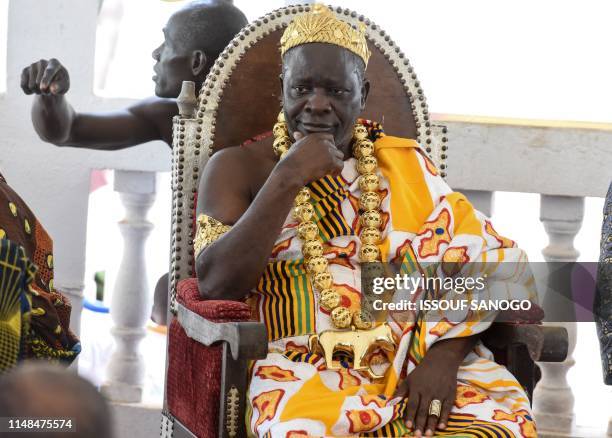 Amon N'Douffou V, king of Sanwi in southeastern Ivory Coast, attends an event on May 30, 2019. - King Amon N'Douffo V has pledged on April 16 to make...