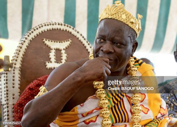Amon N'Douffou V, king of Sanwi in southeastern Ivory Coast, attends an event near Aboisso, on May 30, 2019. - King Amon N'Douffo V has pledged on...