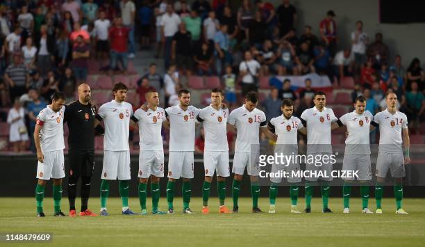 Players of the Bulgarian football team pay their respects for Czech player Josef Sural who died prior to the UEFA Euro 2020 qualifier Group A...
