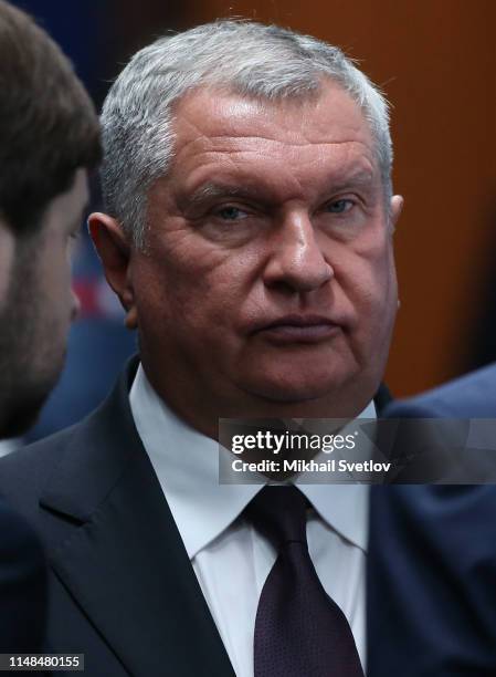 Rosneft President Igor Sechin attends the Russian-Chinese engergetic meeting at the SPIEF 2019 Saint Petersburg International Economic Forum on June...