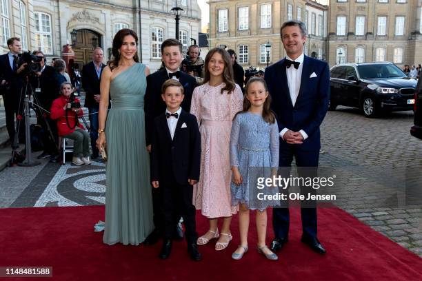Crown Prince Frederik and Crown Princess Mary and their four children arrive at Amalienborg Royal Palace where Queen Margrethe of Denmark host a...