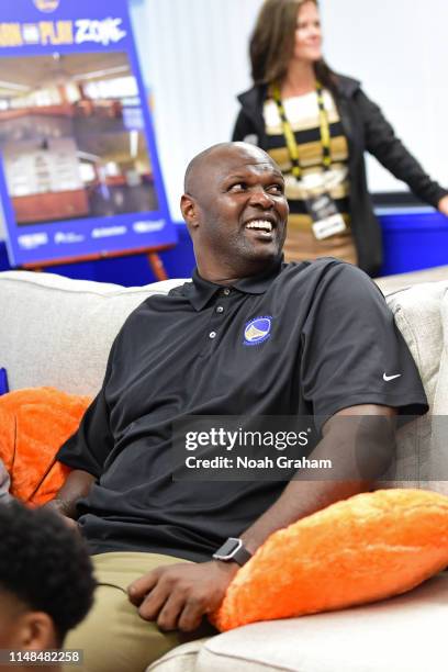 Adonal Foyle smiles during the NBA Cares Finals Legacy Project on June 6, 2019 at Ira Jinkins Recreation Center in Oakland, California. NOTE TO USER:...