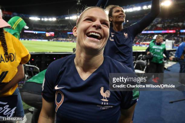 Eugenie Le Sommer of France celebrates during the 2019 FIFA Women's World Cup France group A match between France and Korea Republic at Parc des...