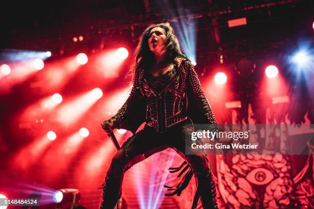 Canadian singer Alissa White-Gluz of the swedish band Arch Enemy performs live on stage during Rock am Ring at Nuerburgring on June 7, 2019 in...