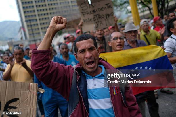 Former oil worker protests during a hunger strike since May 30 at the Plaza de la Moneda square to demand the government the payment of labour...