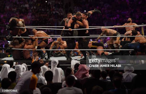 Saudi fans attend the World Wrestling Entertainment Super Showdown event in the desert kingdom's Red Sea port city of Jeddah late on January 7, 2019.