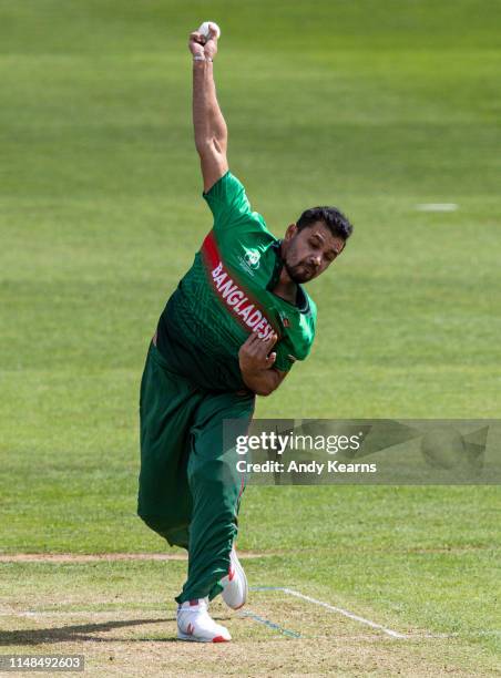 Mashrafe Mortaza of Bangladesh in delivery stride during the Group Stage match of the ICC Cricket World Cup 2019 between England and Bangladesh at...