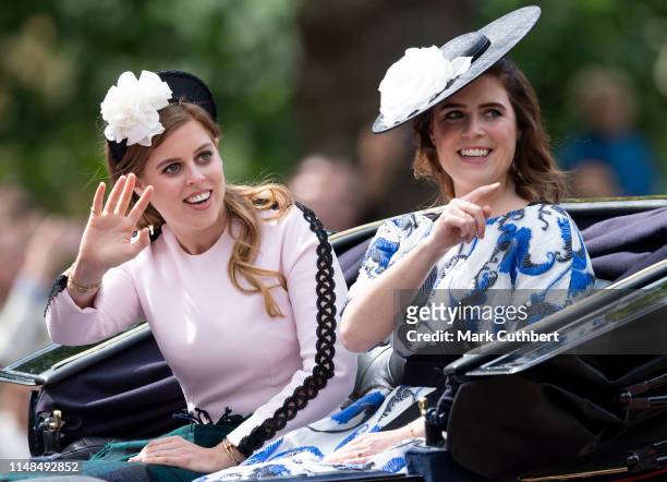 Princess Eugenie and Princess Beatrice during Trooping The Colour, the Queen's annual birthday parade, on June 8, 2019 in London, England.
