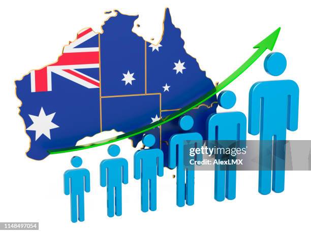 Rating of employment and unemployment or mortality and fertility in Australia, concept. 3D rendering isolated on white background