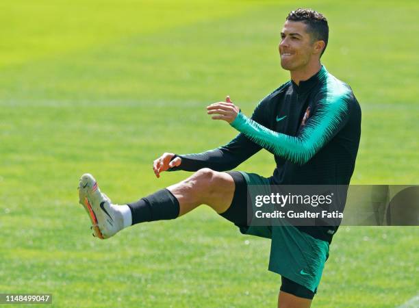 Cristiano Ronaldo of Portugal and Juventus in action during the Portugal Training Session - UEFA Nations League at Estadio do Bessa on June 8, 2019...