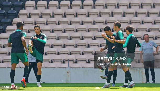 Cristiano Ronaldo of Portugal and Juventus in action during the Portugal Training Session - UEFA Nations League at Estadio do Bessa on June 8, 2019...