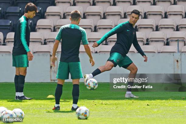 Cristiano Ronaldo of Portugal and Juventus in action during the Portugal Training Session - UEFA Nations League at Estadio do Bessa on June 8, 2019...