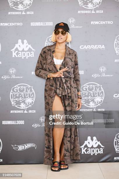 Rapper EVE in Carrera sunglasses at the registration day of Gumball 3000 MykonosvIbiza on June 7, 2019 in Mykonos, Greece.