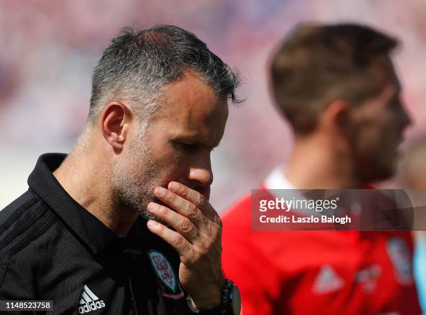 Ryan Giggs coach of the Wales reacts during the 2020 UEFA European Championships group E qualifying match between Croatia and Wales on June 8, 2019...