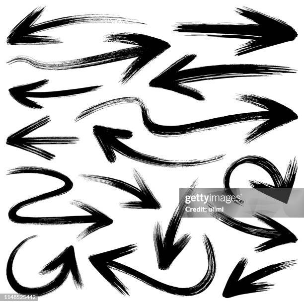 ilustrações de stock, clip art, desenhos animados e ícones de vector arrows, brush strokes - reto descrição física