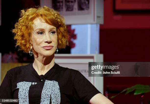 Kathy Griffin speaks on the panel with Roxane Gay at the Playboy Playhouse on May 11, 2019 in Los Angeles, California.