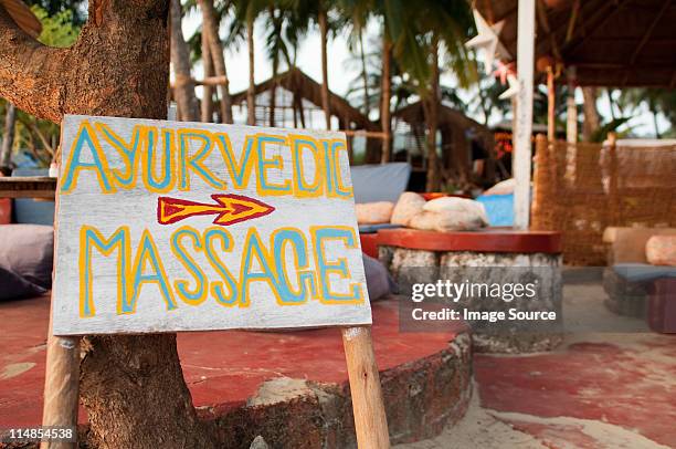 ayurvedic massage sign, goa - ayurveda stock pictures, royalty-free photos & images