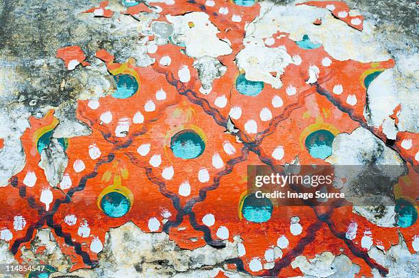 peeling paint detail on temple wall, trichy, tamil nadu - indian painting stock pictures, royalty-free photos & images