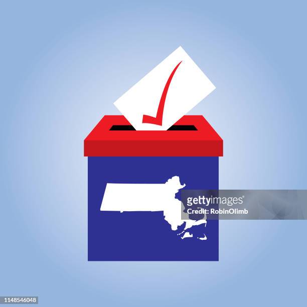 massachusetts ballot box icon - early voting stock illustrations