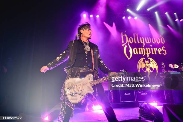Johnny Depp of The Hollywood Vampires performs at The Greek Theatre on May 11, 2019 in Los Angeles, California.