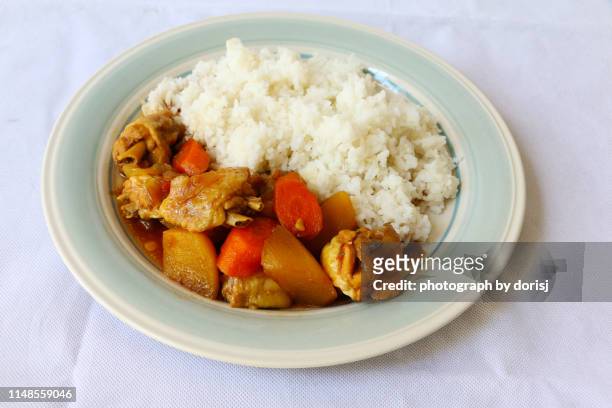chicken stew and rice - chicken stew stock pictures, royalty-free photos & images