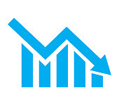 chart with bars declining on white background. Chart icon. chart icon for your web site design, logo, app, UI. flat style.