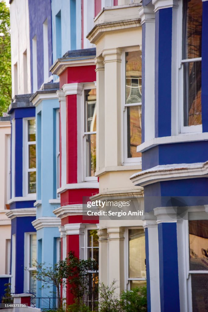 Row of colourful houses in Notting Hill